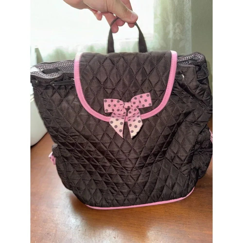 Belvah NWT Quilted Backpack with 1 or 2 Straps Brown and Pink